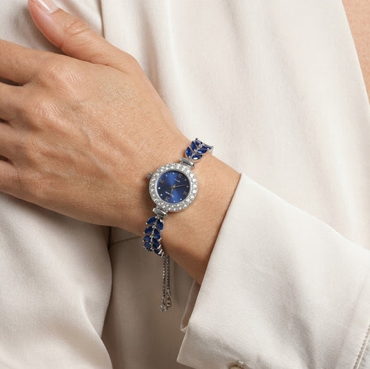 Blue Leaf Crystal Watch for Women – Adjustable Jewellery Style