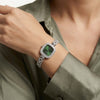 Green Square Crystal Watch for Women – 925 Silver Style Bracelet