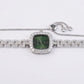 Green Square Crystal Watch for Women – 925 Silver Style Bracelet