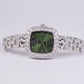 Green Square Crystal Watch for Women – 925 Silver Style Bracelet
