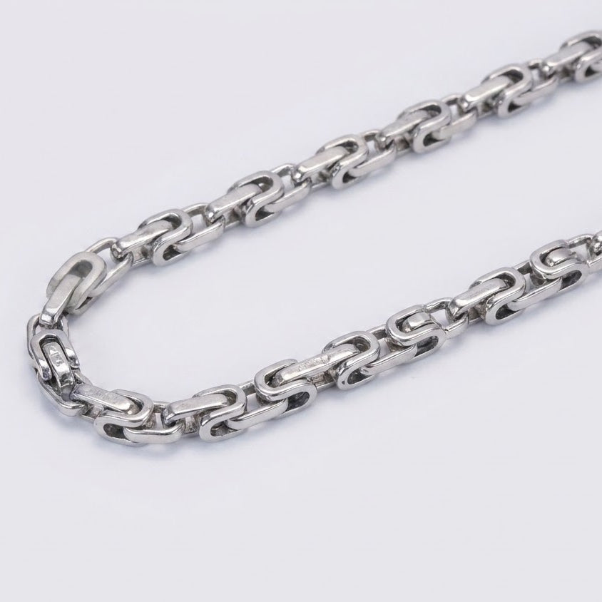Silver Geometric Oval Link Chain Necklace