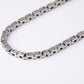 Silver Geometric Link Chain Necklace with Modern Rectangular Design