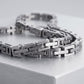 Silver Geometric Link Chain Necklace with Modern Rectangular Design