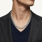 Silver Textured Cuban Link Chain Necklace for Men & Women