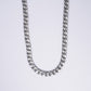 Silver Textured Cuban Link Chain Necklace for Men & Women