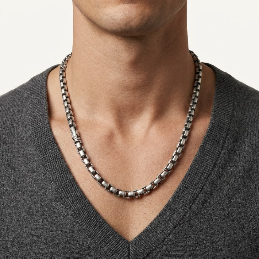 Silver Classic Box Link Chain Necklace