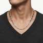 Silver Geometric Black Accent Link Chain Necklace