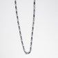 Silver Geometric Black Accent Link Chain Necklace