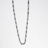 Silver Geometric Black Accent Link Chain Necklace