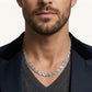 Silver Geometric Link Chain Necklace with Textured Square Links