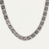 Silver Geometric Link Chain Necklace with Textured Square Links