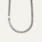 Silver Geometric Link Chain Necklace with Textured Square Links