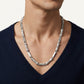 Silver Twisted Geometric Link Chain Necklace