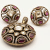 Elegant Ruby Round Pendant Necklace & Earrings Set