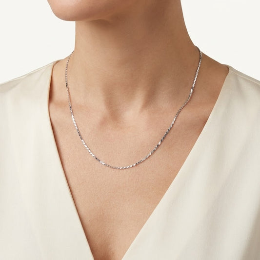 Delicate Silver Twisted Chain Necklace