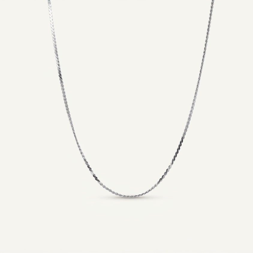 Delicate Silver Twisted Rope Chain Necklace