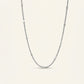Silver Long Link Necklace with Oval Accents