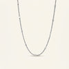 Silver Long Link Necklace with Oval Accents