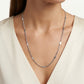 Silver Long Link Necklace with Oval Accents