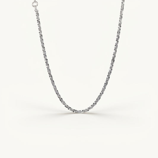 Elegant Silver Tennis-Style Necklace