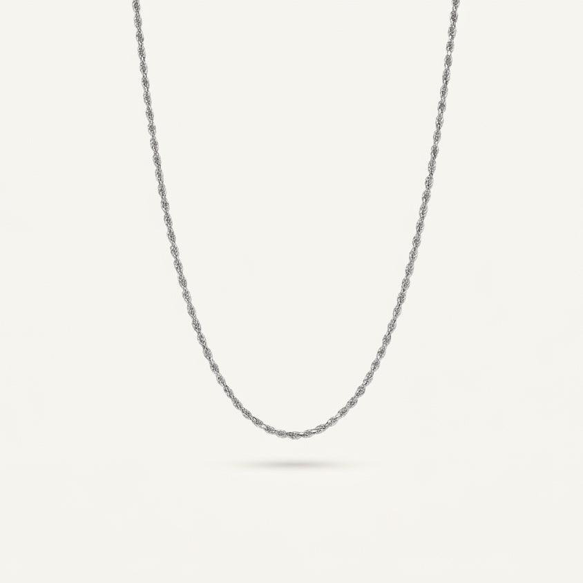 Delicate Twisted Silver Chain Necklace