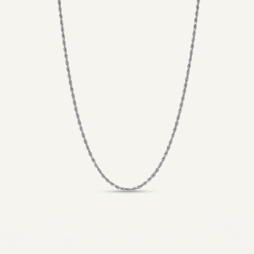 Twisted Rope-Style Silver Necklace