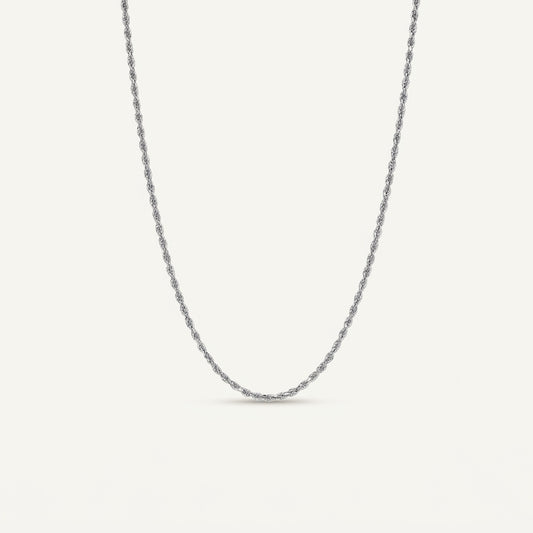 Twisted Rope-Style Silver Necklace