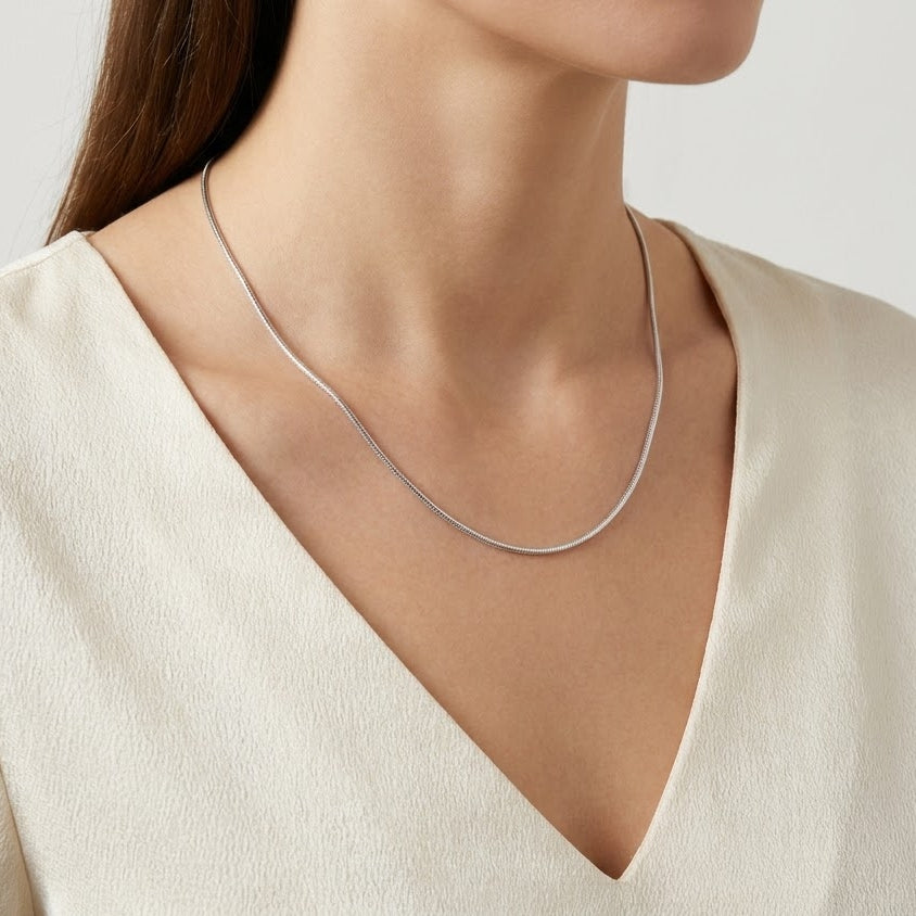 Delicate Silver Snake Chain Necklace