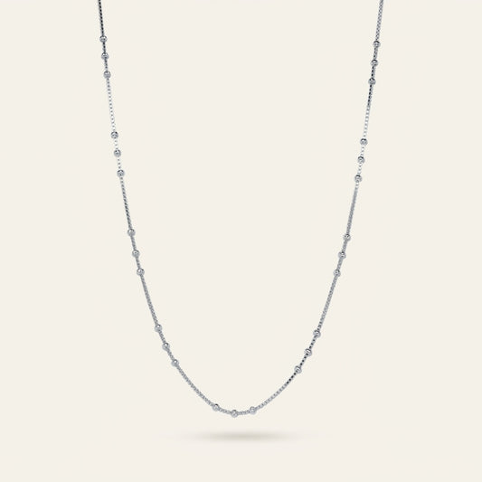Delicate Silver Beaded Chain Necklace