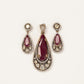Elegant Ruby-Red Teardrop Necklace & Earrings Set