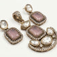 Elegant Pink Stone Necklace & Matching Earrings Set