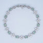 Elegant Aquamarine-Style Crystal & Floral Tennis Bracelet – Silver Finish