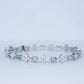 Elegant Aquamarine-Style Crystal & Floral Tennis Bracelet – Silver Finish