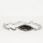Elegant Black Stone Silver-Tone Bracelet – Vintage Inspired Statement Jewellery