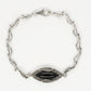 Elegant Black Stone Silver-Tone Bracelet – Vintage Inspired Statement Jewellery