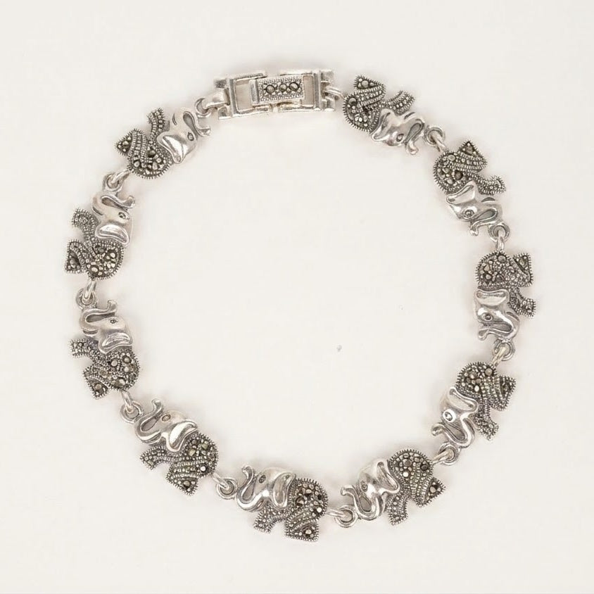 Silver Elephant Charm Bracelet for Women – Traditional Oxidized Style Jewellery
