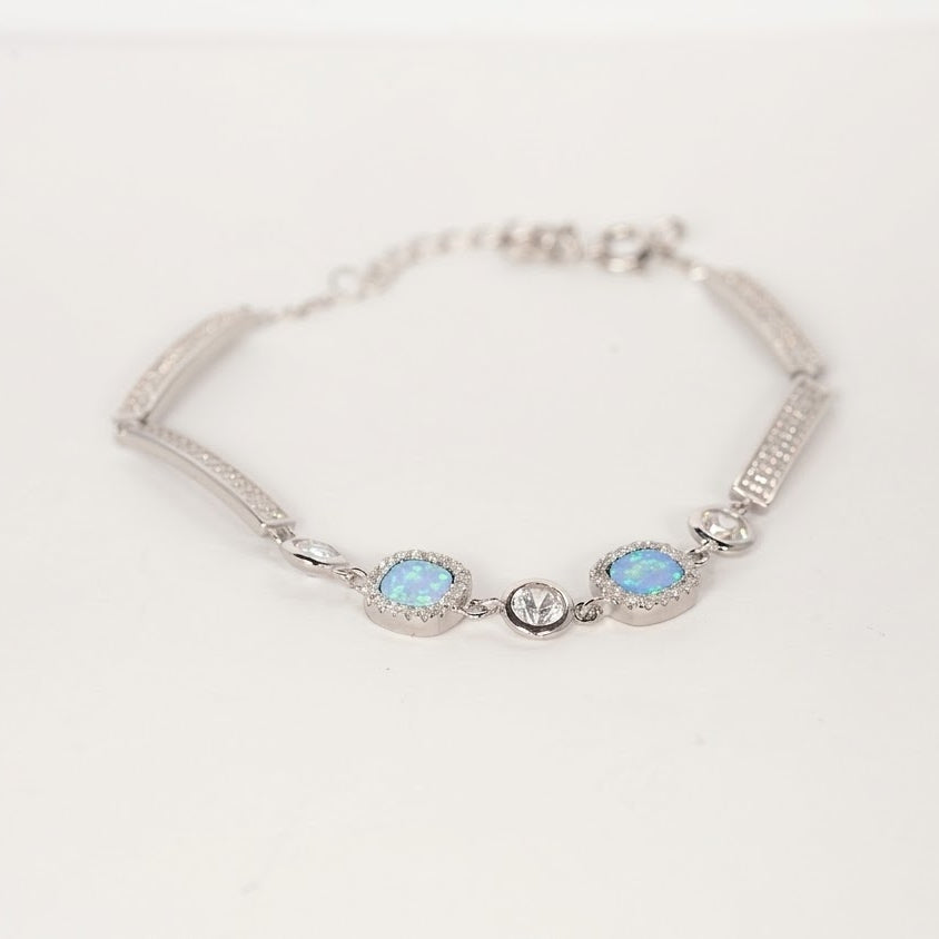 Blue Opal & CZ Bracelet