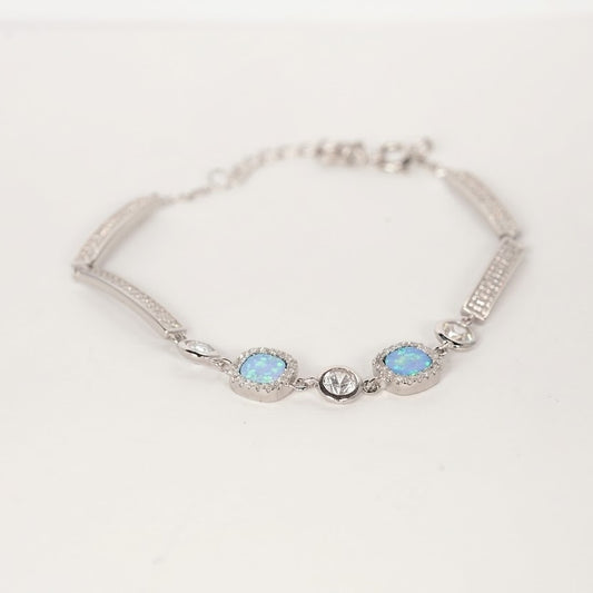 Blue Opal & CZ Bracelet