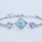 Larimar & Blue Gemstone Sterling Silver Bracelet – Ocean Blue Statement Bracelet