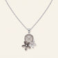 Elegant Floral Necklace & Earrings Set with Textured Stone-Inspired Accents