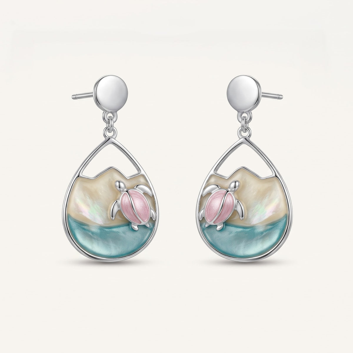 Sea Turtle Teardrop Necklace & Earrings Set