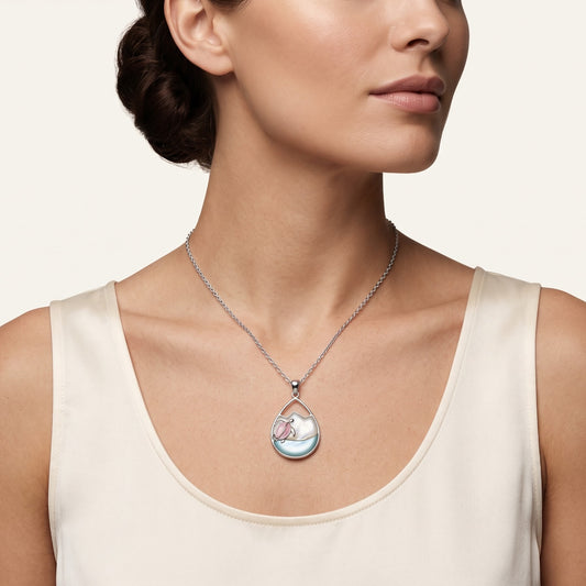 Sea Turtle Teardrop Necklace & Earrings Set