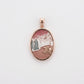 Elegant Pink Mountain Landscape Necklace & Earrings Set with Scenic Enamel Design