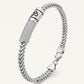 Men's Silver Om Chevron Link Bracelet with Crystal Bar
