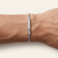 Men's Silver Om Chevron Link Bracelet with Crystal Bar