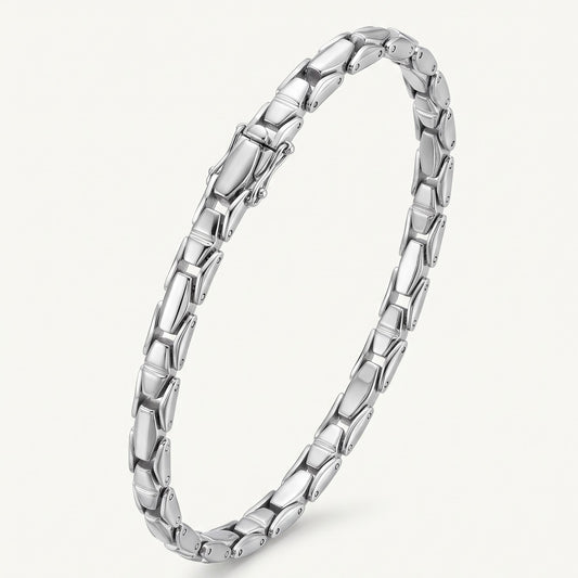 Silver-Tone Stainless Steel Multi-Link Bracelet for Men