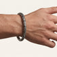 Black Oxidized Stainless Steel Engraved Link Bracelet