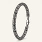 Black Oxidized Stainless Steel Engraved Link Bracelet