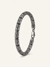 Black Oxidized Stainless Steel Engraved Link Bracelet