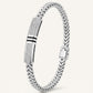 Men's Silver Chevron Link Bracelet with Crystal Bar